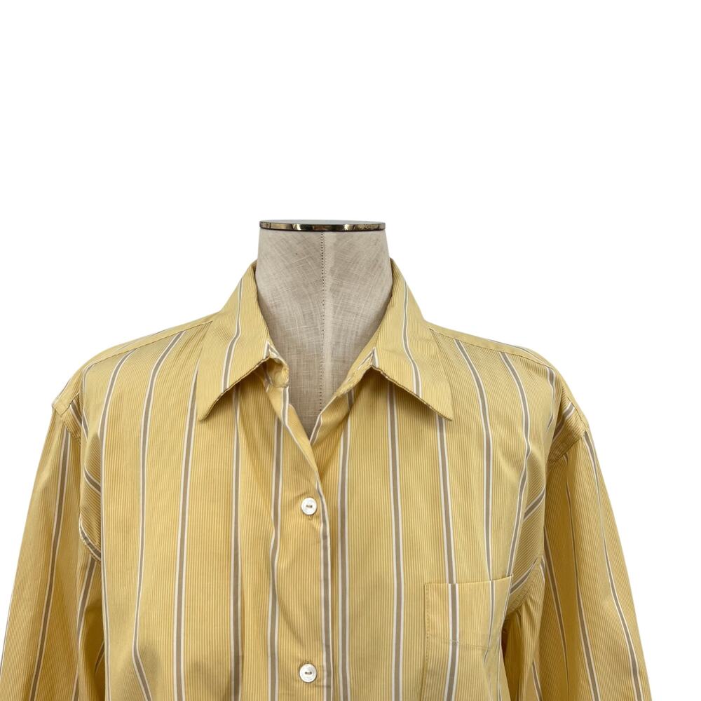 Nili Lotan Kristen Striped‎ Cotton Poplin Shirt Button Down Yellow Size Large - Picture 3 of 12